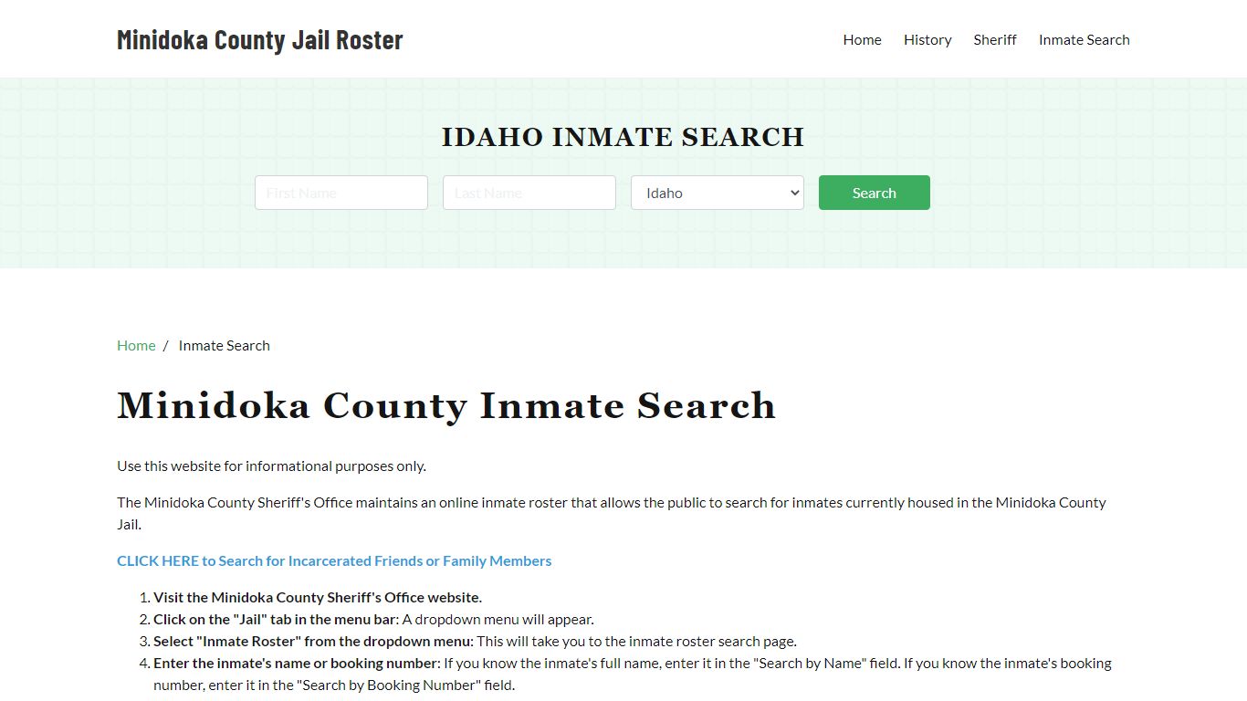Minidoka County, ID Detainee Lookup