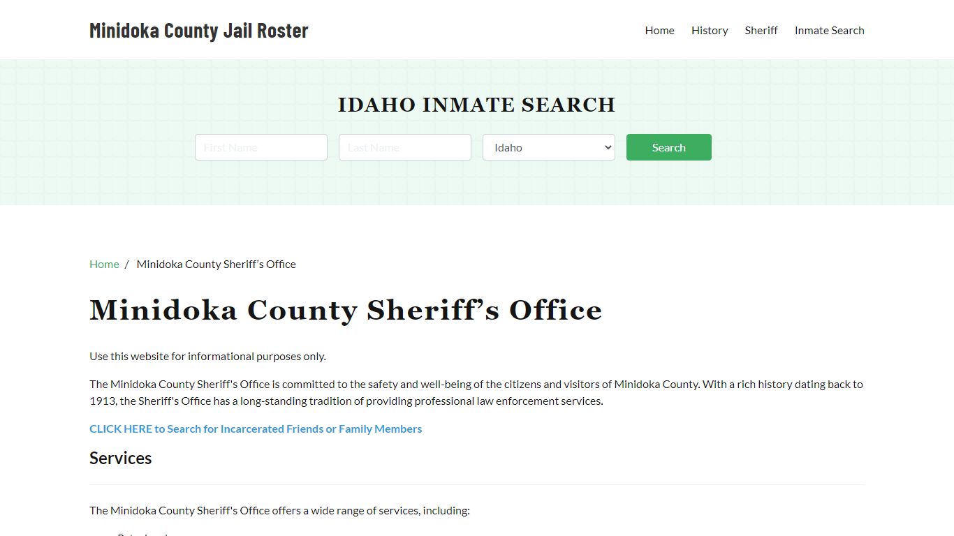 Minidoka County Sheriff Office, ID, Arrest Warrants Search