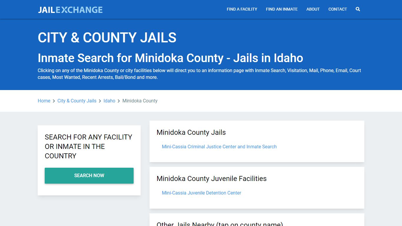 Inmate Search for Minidoka County | Jails in Idaho - Jail Exchange